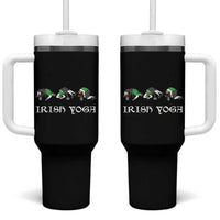 Funny St Patricks Day Beer Drinking Tumbler With Handle Irish Yoga Leprechaun Beer Mug