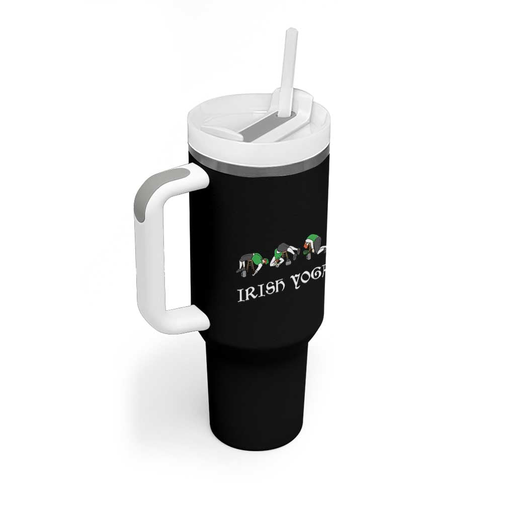 Funny St Patricks Day Beer Drinking Tumbler With Handle Irish Yoga Leprechaun Beer Mug