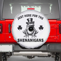 Funny St Patrick's Day Just Here For The Shenanigans Spare Tire Cover Frog Shamrock