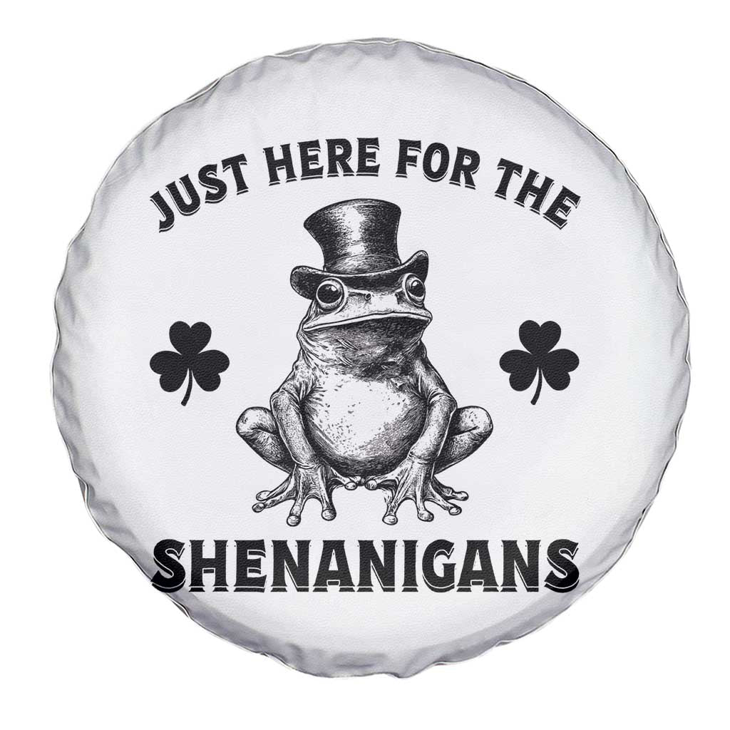 Funny St Patrick's Day Just Here For The Shenanigans Spare Tire Cover Frog Shamrock