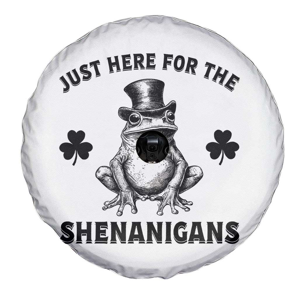Funny St Patrick's Day Just Here For The Shenanigans Spare Tire Cover Frog Shamrock