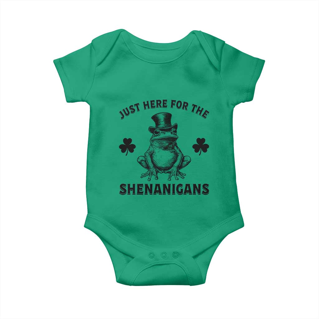 Funny St Patrick's Day Just Here For The Shenanigans Baby Onesie Frog Shamrock