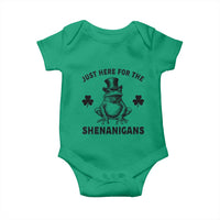 Funny St Patrick's Day Just Here For The Shenanigans Baby Onesie Frog Shamrock