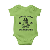 Funny St Patrick's Day Just Here For The Shenanigans Baby Onesie Frog Shamrock