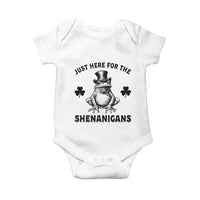 Funny St Patrick's Day Just Here For The Shenanigans Baby Onesie Frog Shamrock