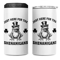 Funny St Patrick's Day Just Here For The Shenanigans 4 in 1 Can Cooler Tumbler Frog Shamrock