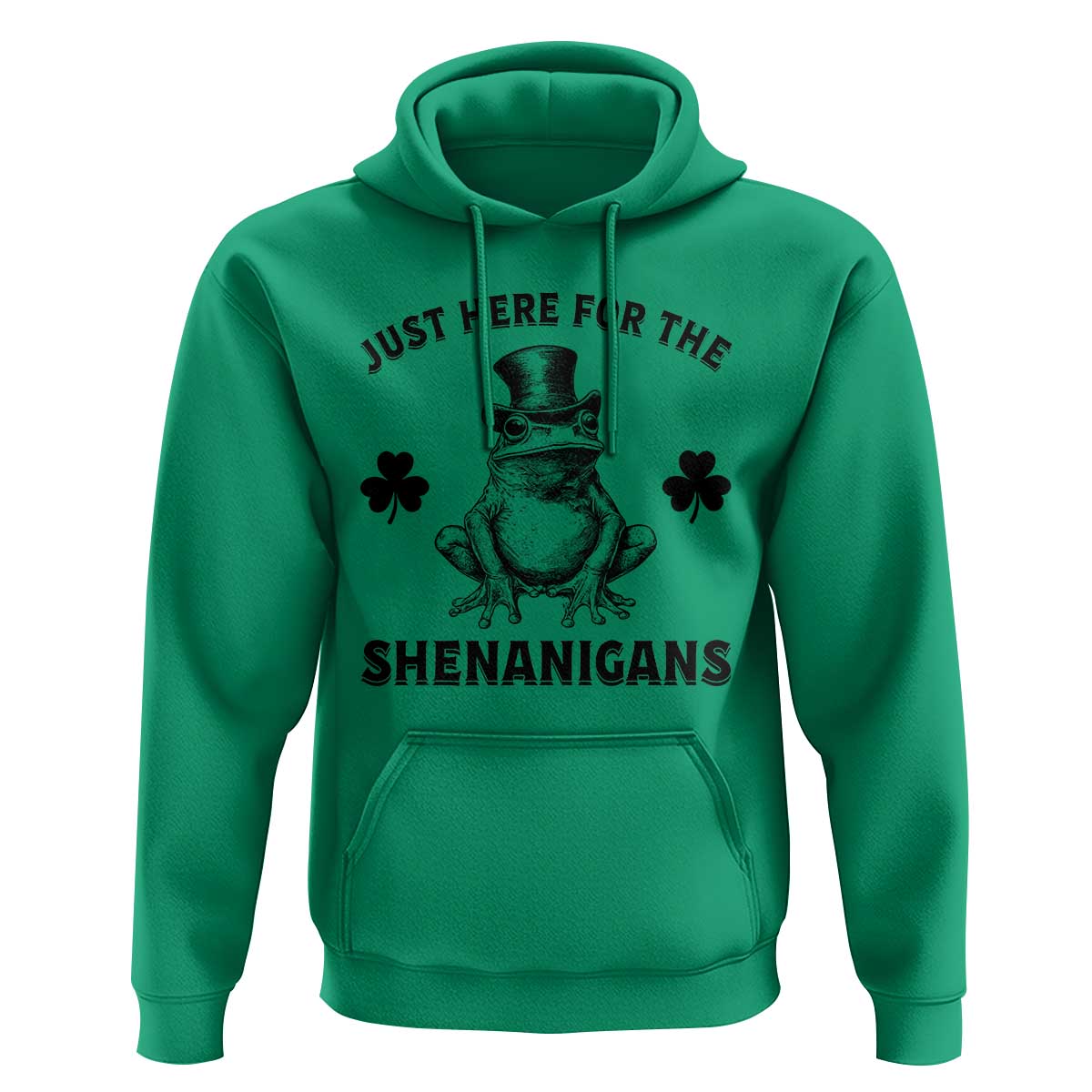 Funny St Patrick's Day Just Here For The Shenanigans Hoodie Frog Shamrock