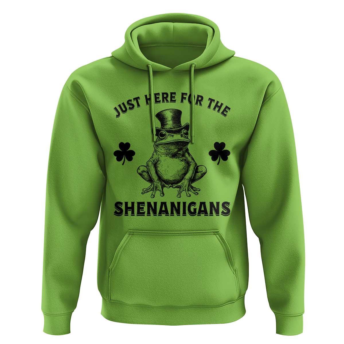 Funny St Patrick's Day Just Here For The Shenanigans Hoodie Frog Shamrock