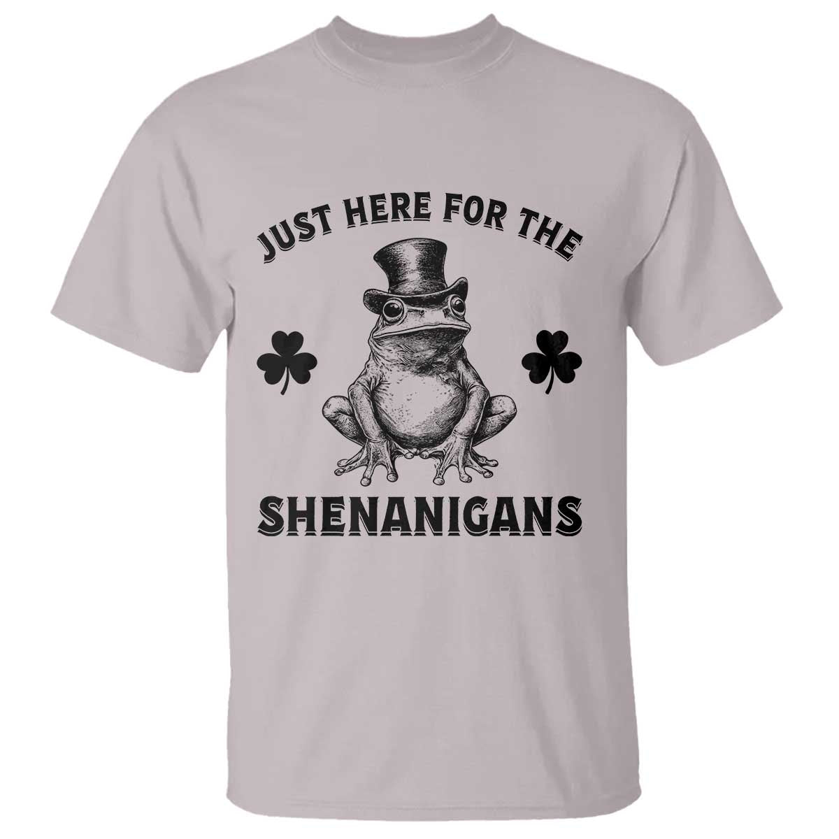 Funny St Patrick's Day Just Here For The Shenanigans T Shirt Frog Shamrock