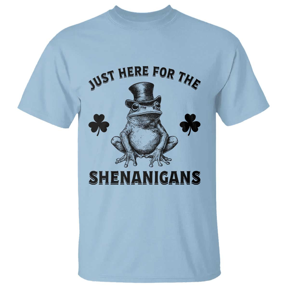 Funny St Patrick's Day Just Here For The Shenanigans T Shirt Frog Shamrock