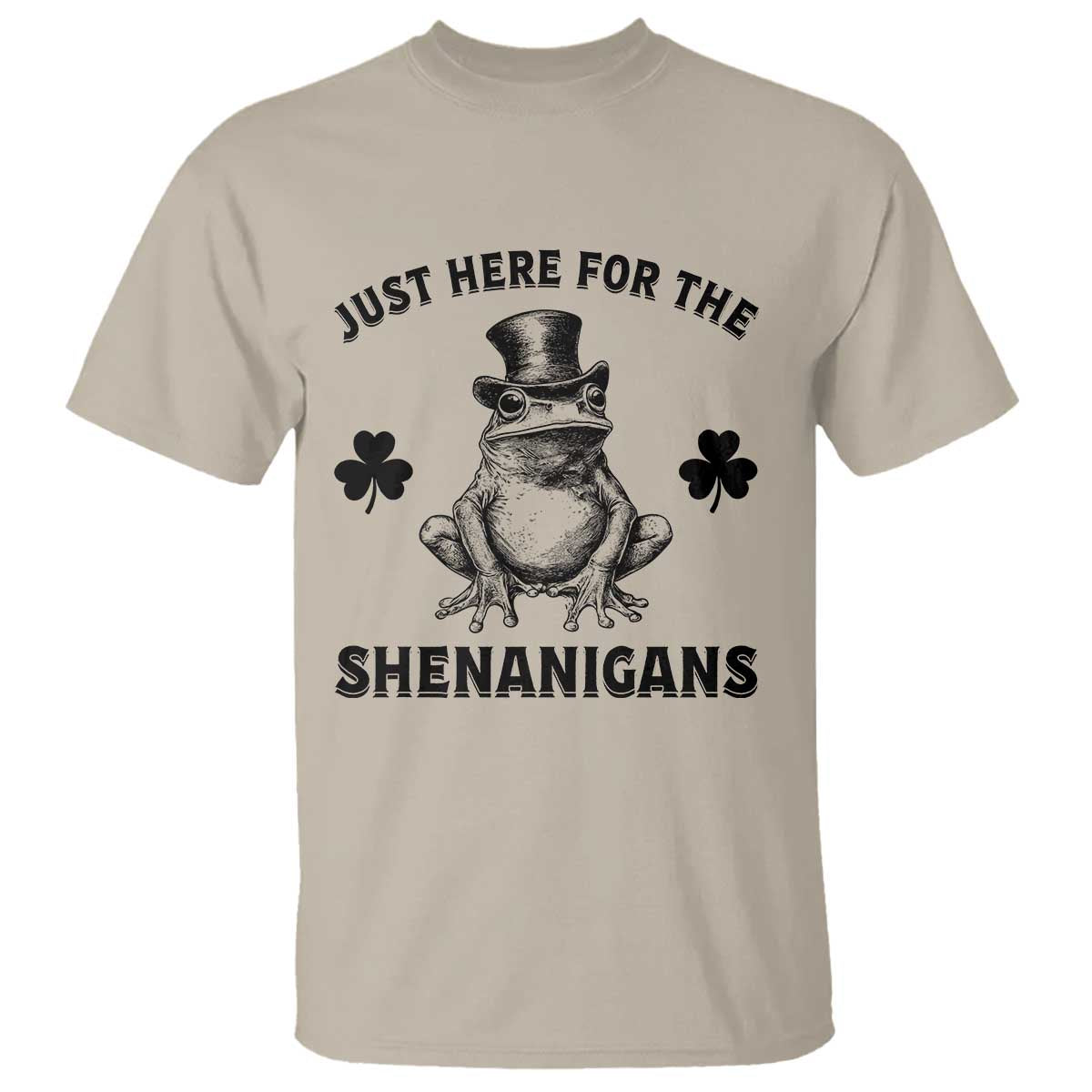 Funny St Patrick's Day Just Here For The Shenanigans T Shirt Frog Shamrock
