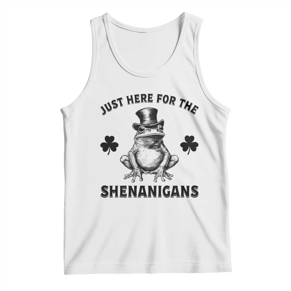 Funny St Patrick's Day Just Here For The Shenanigans Tank Top Frog Shamrock