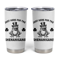 Funny St Patrick's Day Just Here For The Shenanigans Tumbler Cup Frog Shamrock