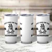 Funny St Patrick's Day Just Here For The Shenanigans Tumbler Cup Frog Shamrock