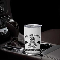 Funny St Patrick's Day Just Here For The Shenanigans Tumbler Cup Frog Shamrock