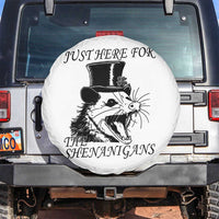 Funny St Patrick's Day Opossum Spare Tire Cover Just Here For The Shenanigans Shamrock