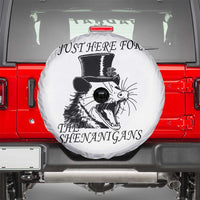 Funny St Patrick's Day Opossum Spare Tire Cover Just Here For The Shenanigans Shamrock