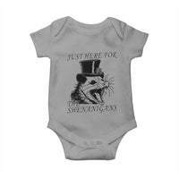 Funny St Patrick's Day Opossum Baby Onesie Just Here For The Shenanigans Shamrock