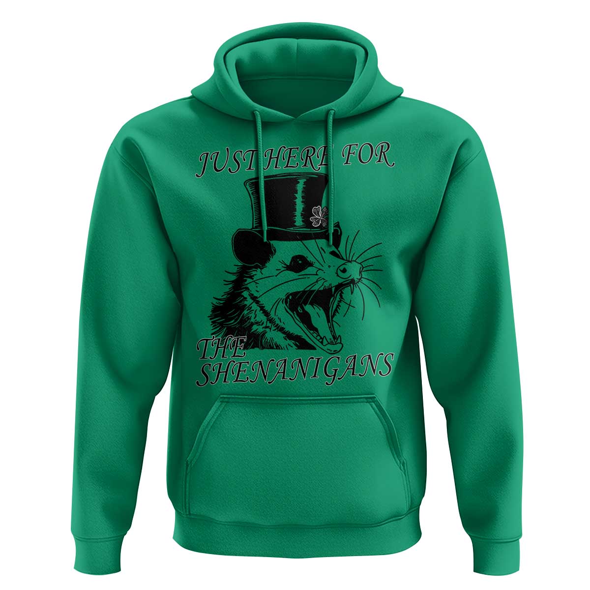 Funny St Patrick's Day Opossum Hoodie Just Here For The Shenanigans Shamrock