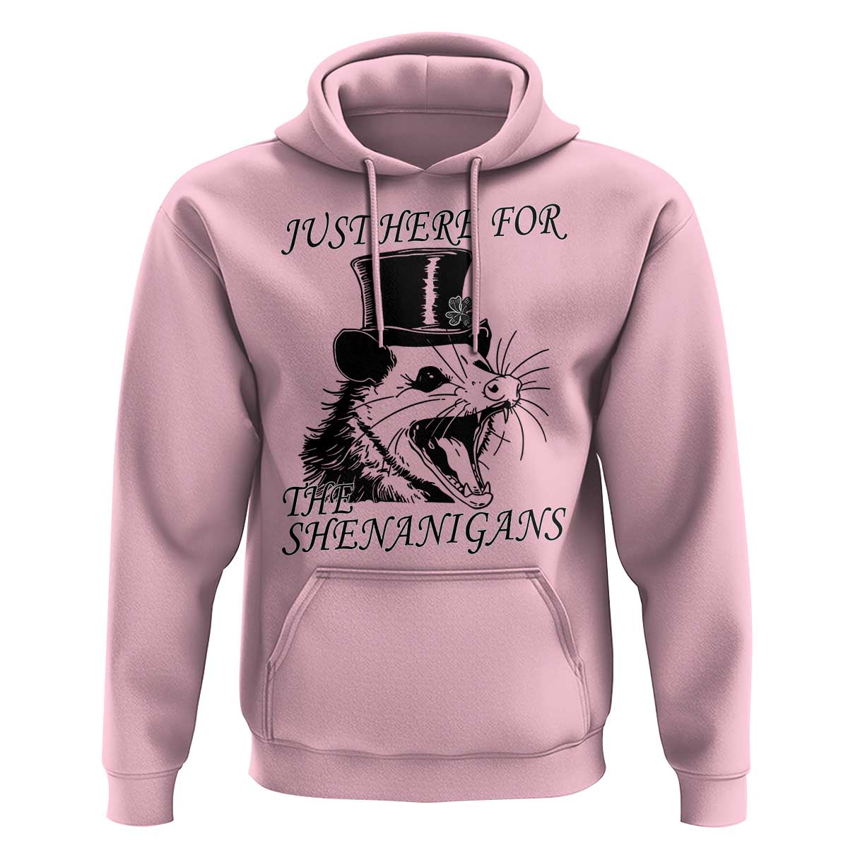 Funny St Patrick's Day Opossum Hoodie Just Here For The Shenanigans Shamrock