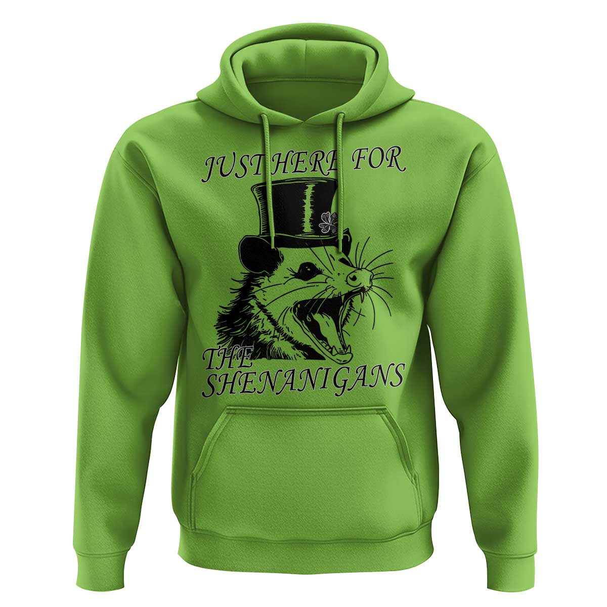 Funny St Patrick's Day Opossum Hoodie Just Here For The Shenanigans Shamrock