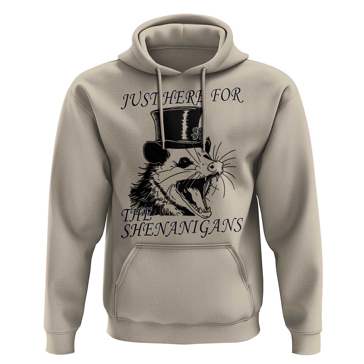 Funny St Patrick's Day Opossum Hoodie Just Here For The Shenanigans Shamrock