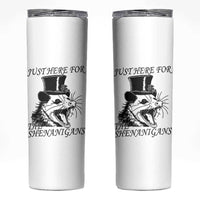 Funny St Patrick's Day Opossum Skinny Tumbler Just Here For The Shenanigans Shamrock