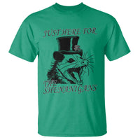 Funny St Patrick's Day Opossum T Shirt Just Here For The Shenanigans Shamrock