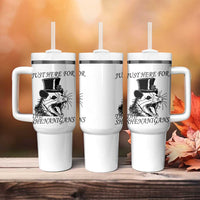 Funny St Patrick's Day Opossum Tumbler With Handle Just Here For The Shenanigans Shamrock