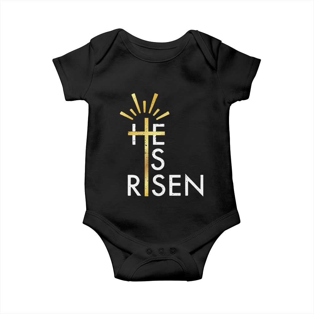 He Is Risen Baby Onesie Christian Easter Day Religious Bible Verse Cross