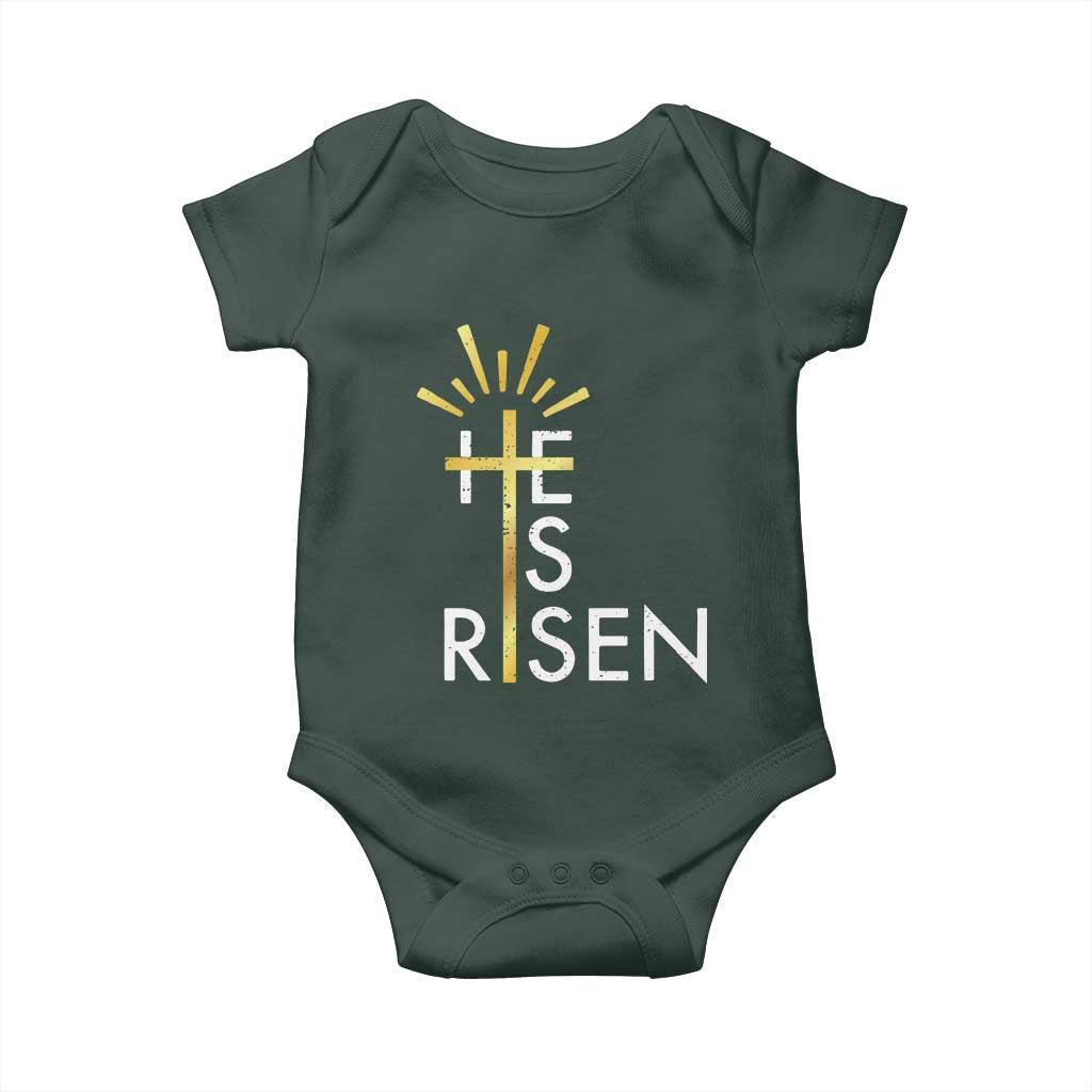 He Is Risen Baby Onesie Christian Easter Day Religious Bible Verse Cross