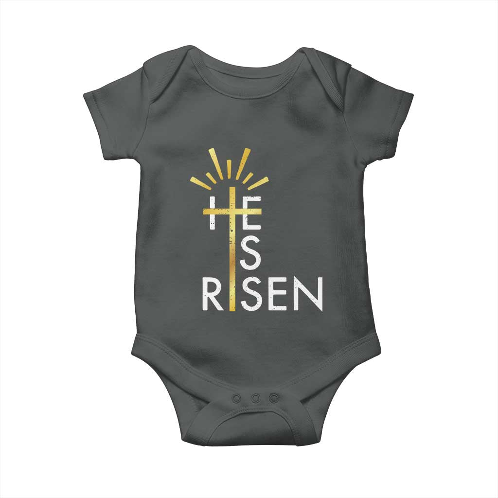 He Is Risen Baby Onesie Christian Easter Day Religious Bible Verse Cross