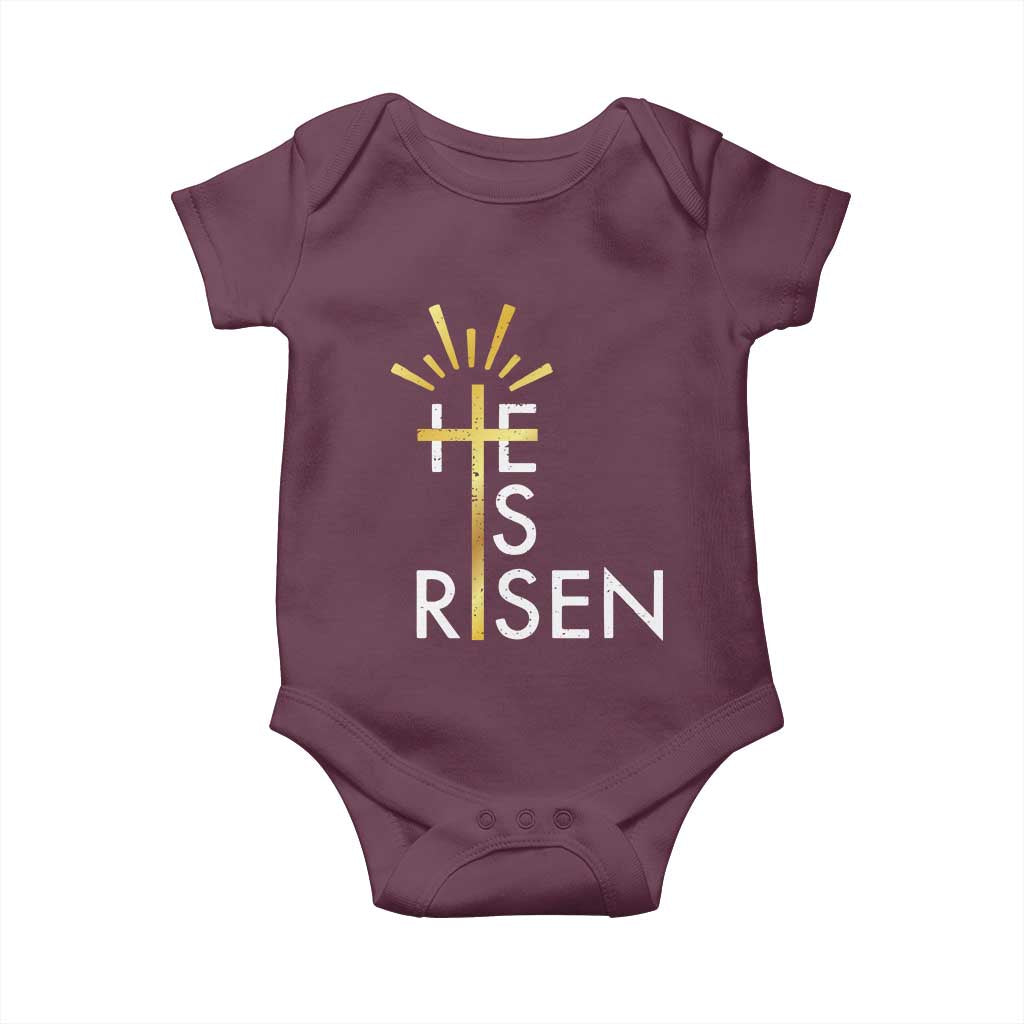 He Is Risen Baby Onesie Christian Easter Day Religious Bible Verse Cross