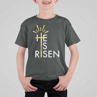 He Is Risen T Shirt For Kid Christian Easter Day Religious Bible Verse Cross