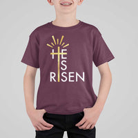 He Is Risen T Shirt For Kid Christian Easter Day Religious Bible Verse Cross