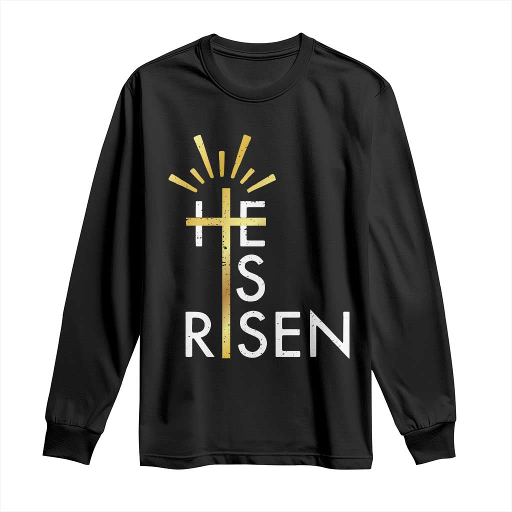 He Is Risen Long Sleeve Shirt Christian Easter Day Religious Bible Verse Cross