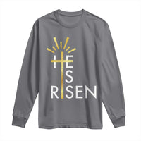 He Is Risen Long Sleeve Shirt Christian Easter Day Religious Bible Verse Cross