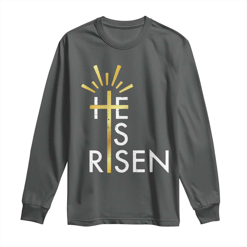 He Is Risen Long Sleeve Shirt Christian Easter Day Religious Bible Verse Cross