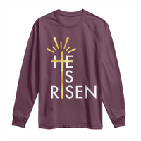 He Is Risen Long Sleeve Shirt Christian Easter Day Religious Bible Verse Cross