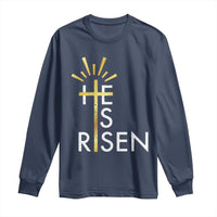 He Is Risen Long Sleeve Shirt Christian Easter Day Religious Bible Verse Cross