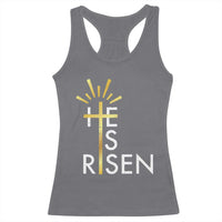 He Is Risen Racerback Tank Top Christian Easter Day Religious Bible Verse Cross