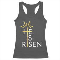 He Is Risen Racerback Tank Top Christian Easter Day Religious Bible Verse Cross