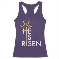 He Is Risen Racerback Tank Top Christian Easter Day Religious Bible Verse Cross