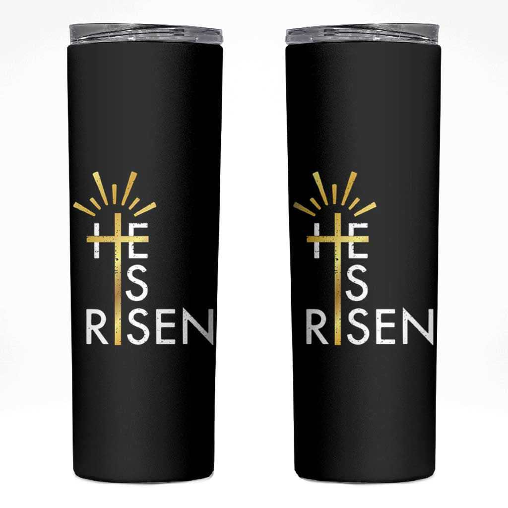 He Is Risen Skinny Tumbler Christian Easter Day Religious Bible Verse Cross