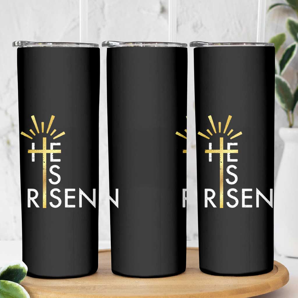 He Is Risen Skinny Tumbler Christian Easter Day Religious Bible Verse Cross