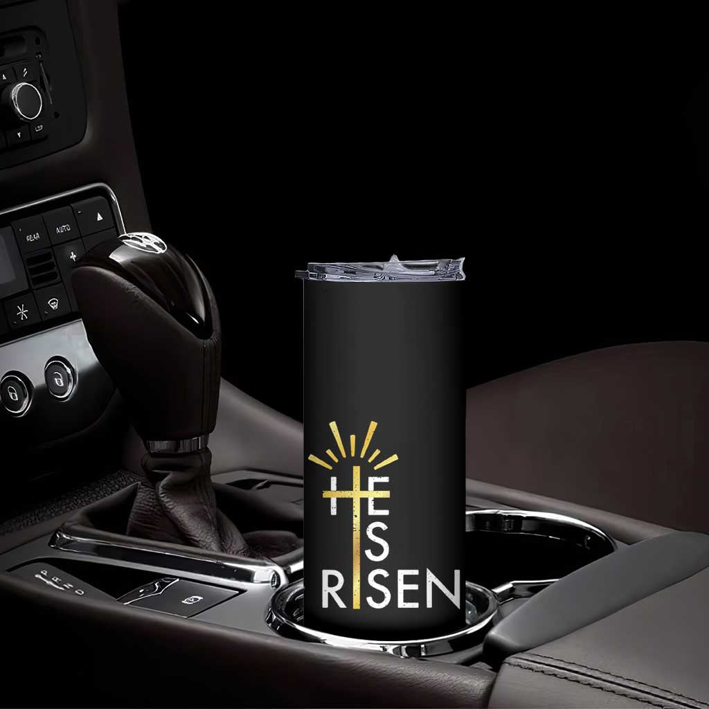 He Is Risen Skinny Tumbler Christian Easter Day Religious Bible Verse Cross