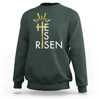He Is Risen Sweatshirt Christian Easter Day Religious Bible Verse Cross
