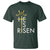 He Is Risen T Shirt Christian Easter Day Religious Bible Verse Cross