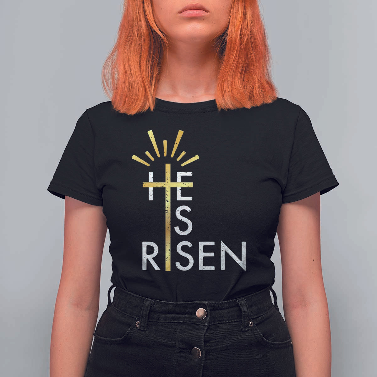 He Is Risen T Shirt For Women Christian Easter Day Religious Bible Verse Cross