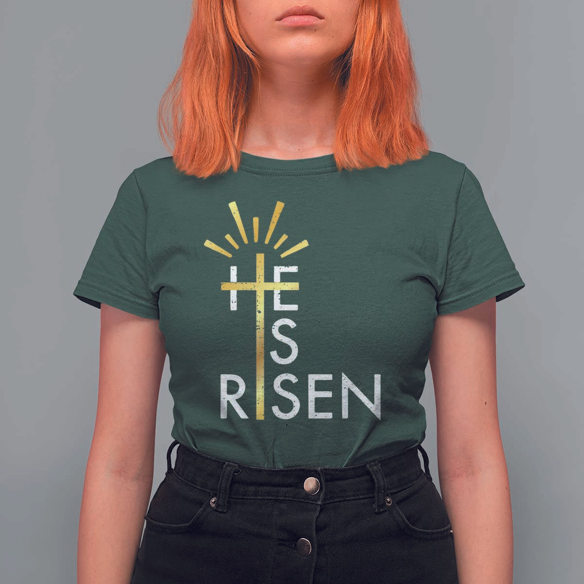 He Is Risen T Shirt For Women Christian Easter Day Religious Bible Verse Cross